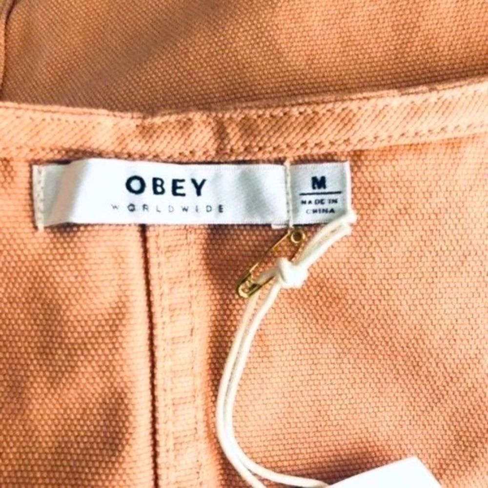 Obey Worldwide Womens Medium Apron Dress New Dusty Coral Utility Sleeveless - Picture 2 of 8